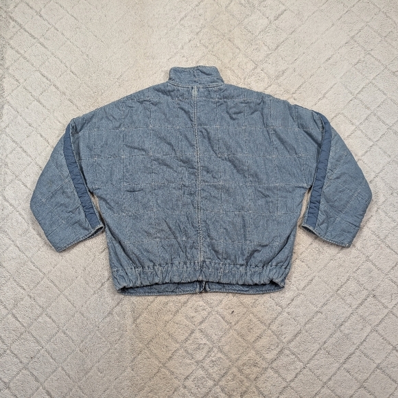 Free People Jacket Womens L Blue Cali Indigo Dolman Quilted Denim Slouchy Zip - Picture 9 of 9